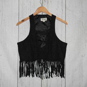 Boutique XXI Black Fringe Cropped Vest